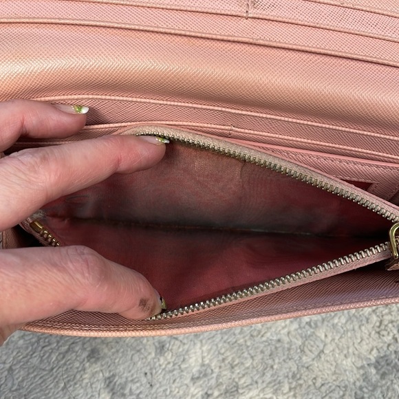 Prada Pink Saffiano Leather Bow Continental Long Wallet Detachable ID Holder - Picture 12 of 17